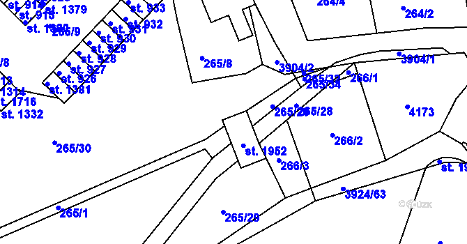 Parcela st. 265/23 v KÚ Stod, Katastrální mapa