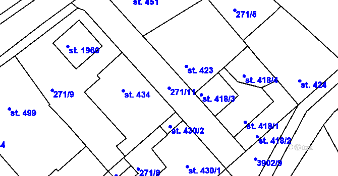 Parcela st. 271/11 v KÚ Stod, Katastrální mapa