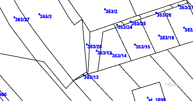 Parcela st. 353/12 v KÚ Stod, Katastrální mapa