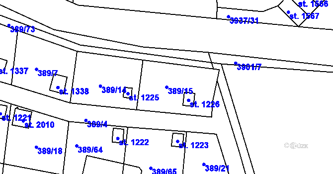 Parcela st. 389/15 v KÚ Stod, Katastrální mapa