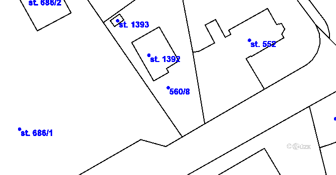 Parcela st. 560/8 v KÚ Stod, Katastrální mapa