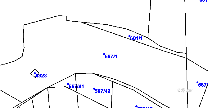 Parcela st. 567/1 v KÚ Stod, Katastrální mapa