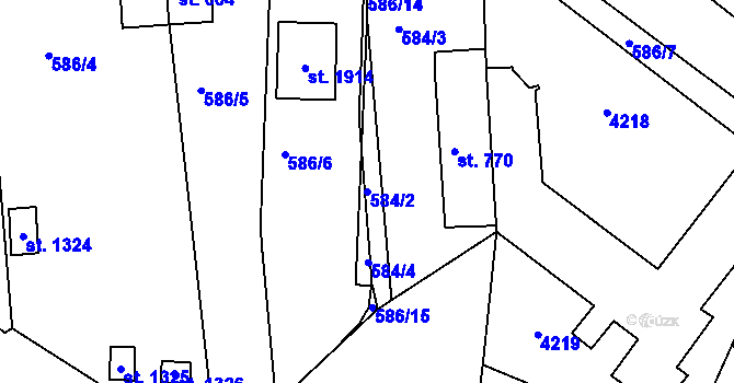 Parcela st. 584/2 v KÚ Stod, Katastrální mapa