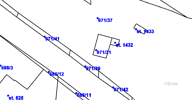 Parcela st. 971/31 v KÚ Stod, Katastrální mapa