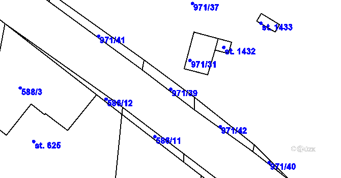 Parcela st. 971/39 v KÚ Stod, Katastrální mapa