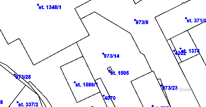 Parcela st. 973/14 v KÚ Stod, Katastrální mapa
