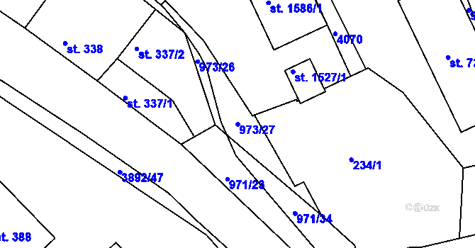 Parcela st. 973/27 v KÚ Stod, Katastrální mapa