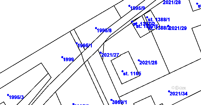 Parcela st. 2021/27 v KÚ Stod, Katastrální mapa