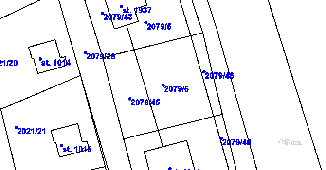 Parcela st. 2079/6 v KÚ Stod, Katastrální mapa