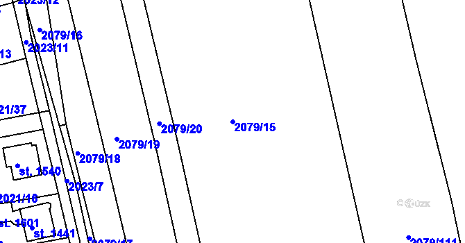Parcela st. 2079/15 v KÚ Stod, Katastrální mapa