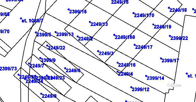 Parcela st. 2249/3 v KÚ Stod, Katastrální mapa