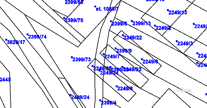 Parcela st. 2249/7 v KÚ Stod, Katastrální mapa