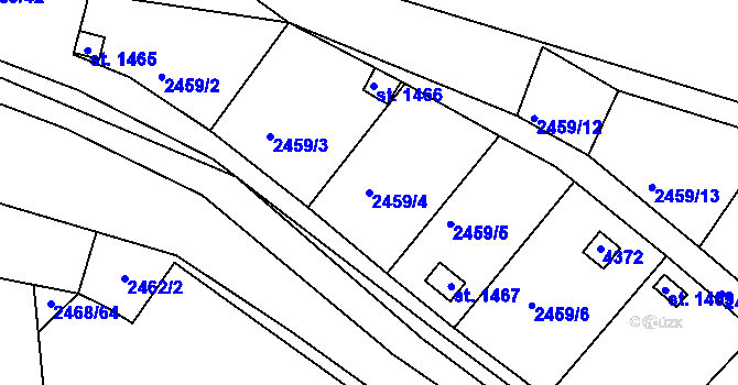 Parcela st. 2459/4 v KÚ Stod, Katastrální mapa