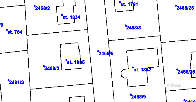 Parcela st. 2468/6 v KÚ Stod, Katastrální mapa