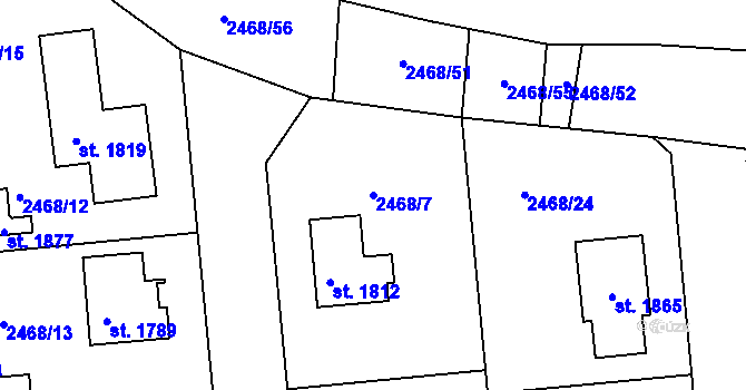 Parcela st. 2468/7 v KÚ Stod, Katastrální mapa