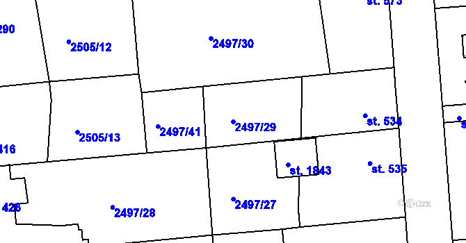 Parcela st. 2497/29 v KÚ Stod, Katastrální mapa