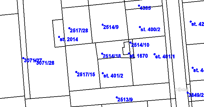 Parcela st. 2514/18 v KÚ Stod, Katastrální mapa