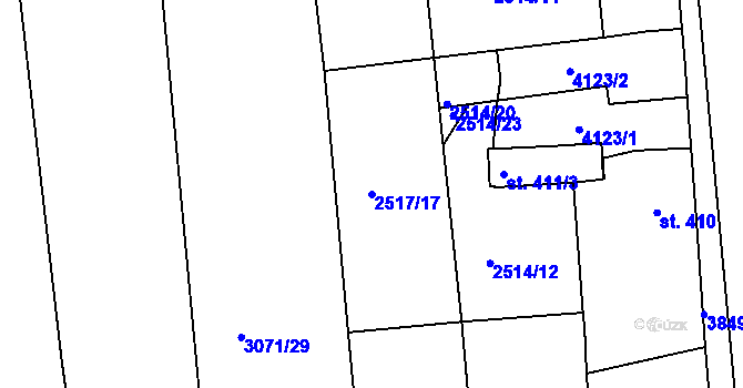 Parcela st. 2517/17 v KÚ Stod, Katastrální mapa