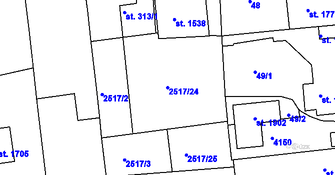 Parcela st. 2517/24 v KÚ Stod, Katastrální mapa