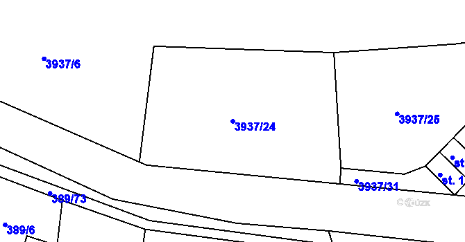 Parcela st. 3937/24 v KÚ Stod, Katastrální mapa