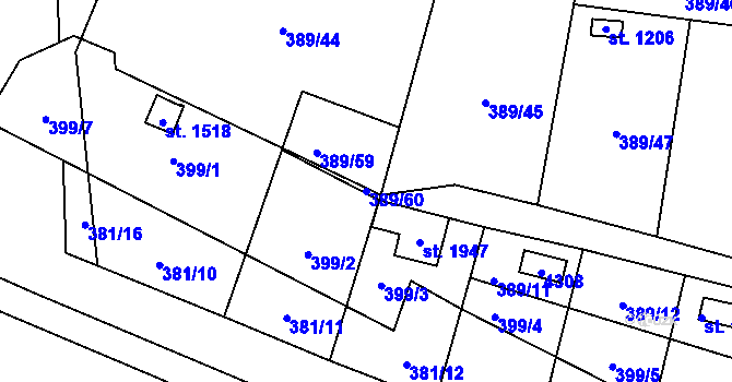 Parcela st. 389/60 v KÚ Stod, Katastrální mapa