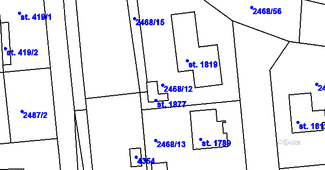 Parcela st. 2468/12 v KÚ Stod, Katastrální mapa