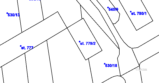 Parcela st. 779/2 v KÚ Stod, Katastrální mapa
