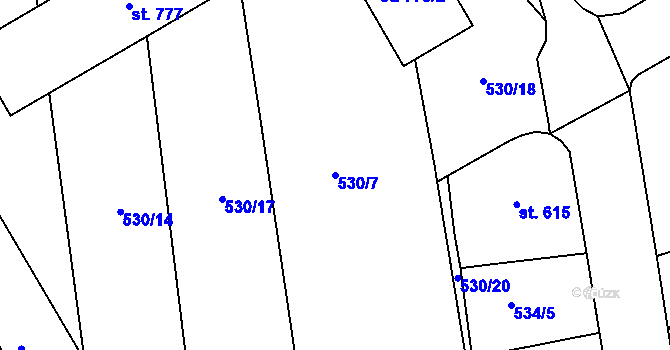 Parcela st. 530/7 v KÚ Stod, Katastrální mapa