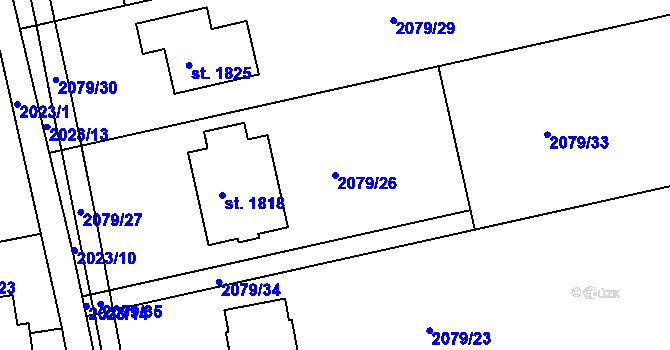 Parcela st. 2079/26 v KÚ Stod, Katastrální mapa