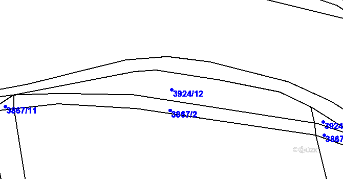 Parcela st. 3924/12 v KÚ Stod, Katastrální mapa