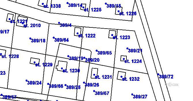 Parcela st. 389/65 v KÚ Stod, Katastrální mapa