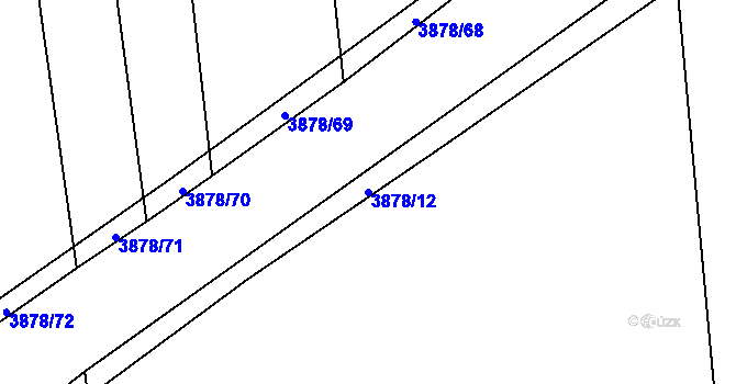 Parcela st. 3878/12 v KÚ Stod, Katastrální mapa