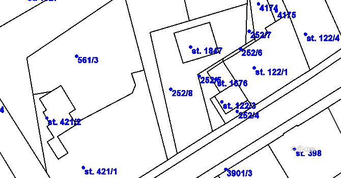 Parcela st. 252/8 v KÚ Stod, Katastrální mapa