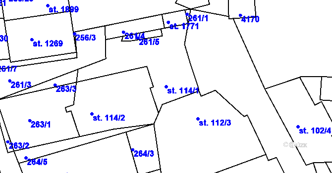 Parcela st. 114/1 v KÚ Stod, Katastrální mapa
