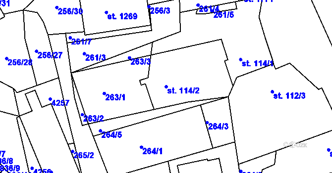 Parcela st. 114/2 v KÚ Stod, Katastrální mapa