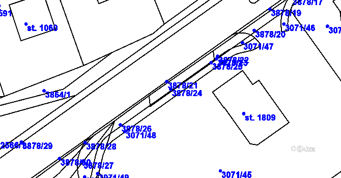 Parcela st. 3878/24 v KÚ Stod, Katastrální mapa