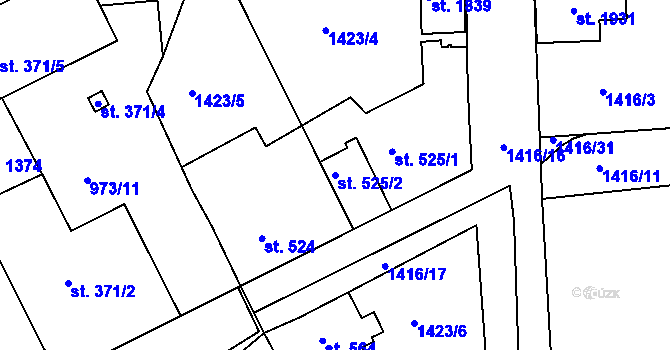 Parcela st. 525/2 v KÚ Stod, Katastrální mapa
