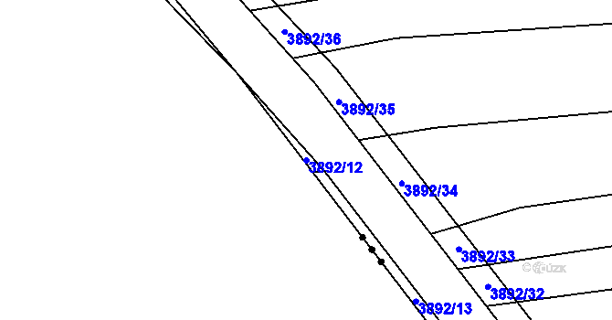 Parcela st. 3892/12 v KÚ Stod, Katastrální mapa