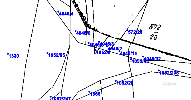 Parcela st. 1052/8 v KÚ Stod, Katastrální mapa