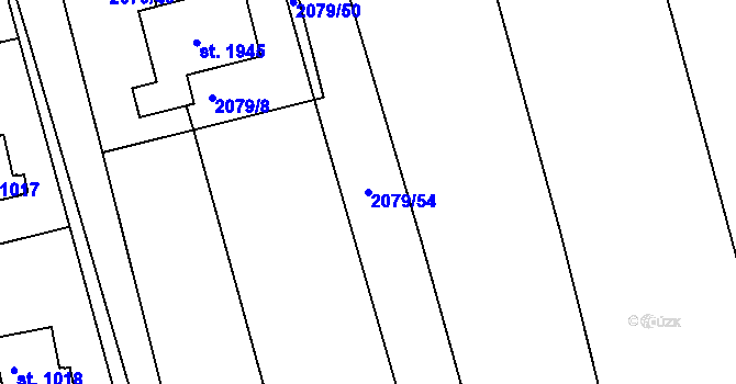Parcela st. 2079/54 v KÚ Stod, Katastrální mapa