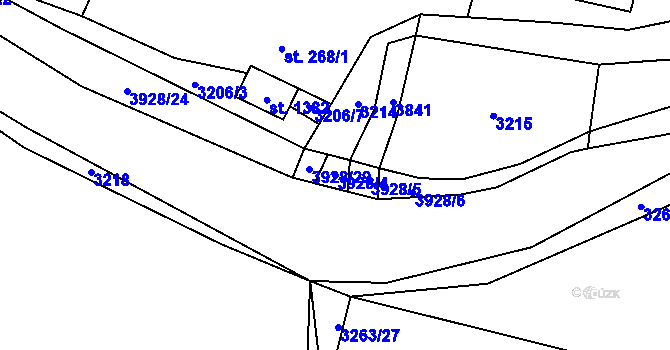 Parcela st. 3928/4 v KÚ Stod, Katastrální mapa