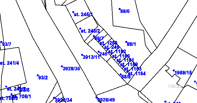 Parcela st. 246 v KÚ Stod, Katastrální mapa