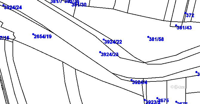 Parcela st. 3924/23 v KÚ Stod, Katastrální mapa