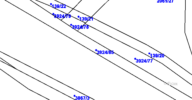Parcela st. 3924/85 v KÚ Stod, Katastrální mapa