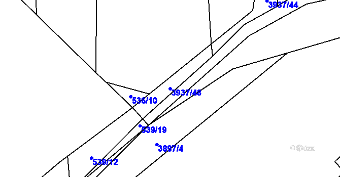 Parcela st. 3937/48 v KÚ Stod, Katastrální mapa
