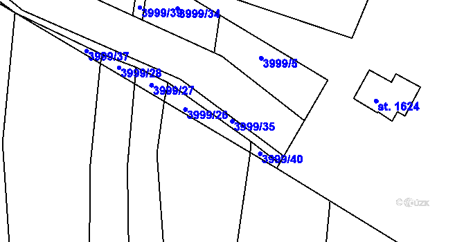 Parcela st. 3999/35 v KÚ Stod, Katastrální mapa