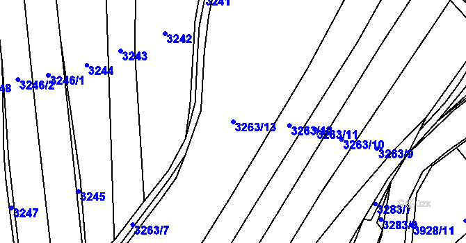 Parcela st. 3263/13 v KÚ Stod, Katastrální mapa
