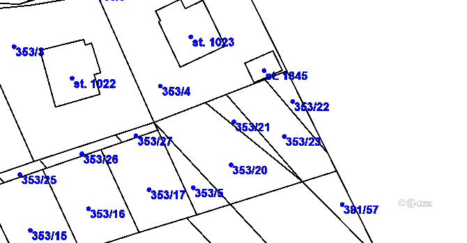 Parcela st. 353/21 v KÚ Stod, Katastrální mapa