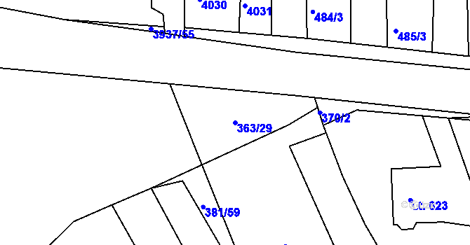 Parcela st. 363/29 v KÚ Stod, Katastrální mapa