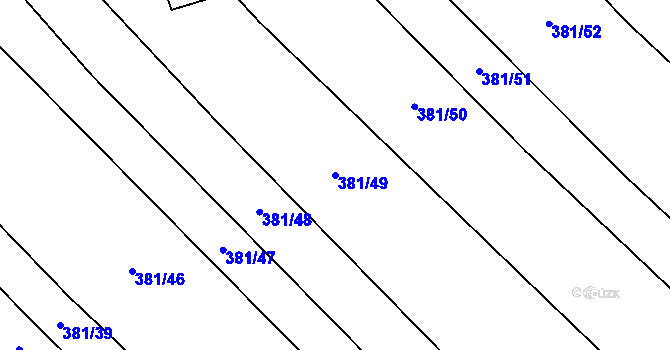 Parcela st. 381/49 v KÚ Stod, Katastrální mapa